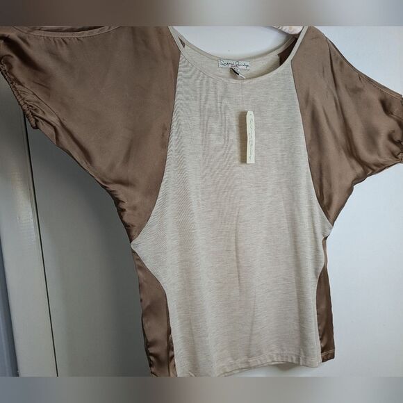 French Laundry Petite Medium Top - Cold Shoulder Satin Sleeves New With Tags - Picture 10 of 10